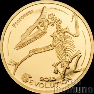 Pterosaur - Evolution Of Life - 1000 Togrog 1/2 Gram Gold Coin - 2018 Mongolia
