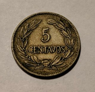Ecuador 5 Centavos 1919 Vf\xf Km 63 Republica Del Ecuador 25.  1