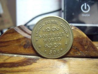 BROOK PARK,  OHIO COCA COLA TOKEN SOFTBALL WORLD Good for 50 Cents by 