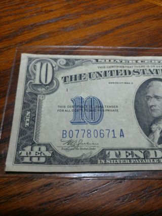 1934 - A $10 Ten Dollars North Africa Silver Certificate Note