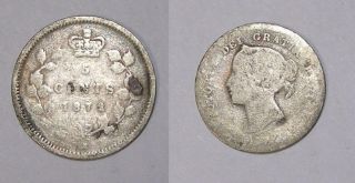 1872 - H Canada Victoria Sterling Silver 5 Cents Inv 370 - 13
