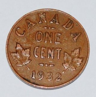 Canada 1932 1 Cent Copper Coin One Canadian Penny