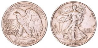 Fc.  088} United States Of America 1/2 Dollar 1943 / Walking Liberty Silver / Vf,