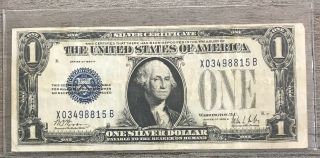1928 B $1 Silver Certificate Funny Back Paper Money Blue Seal Fr - 1602 - V3