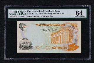 1970 Viet Nam South National Bank 500 Dong Pick 28a Pmg 64 Choice Unc