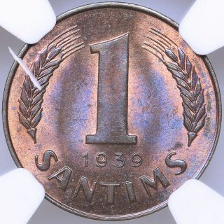 Latvia 1 Santims 1939 Ngc Ms 66 Rb Very