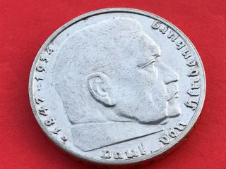 2 Reichsmark 1937 G with Nazi coin swastika silver brilliant 2