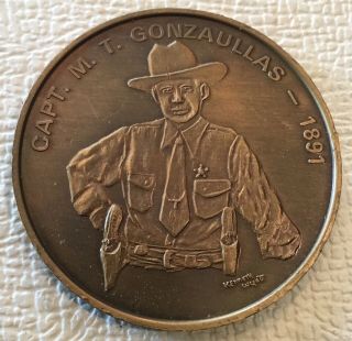 Texas Ranger Hall Of Fame Capt Mt Gonzaullas Coin Medal Police Law Enforcement