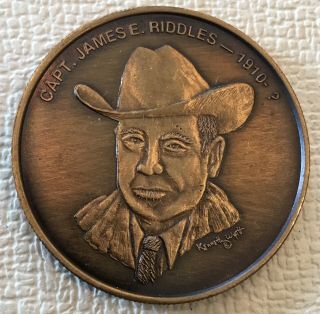 Texas Ranger Hall Of Fame Capt James Riddles Coin Medal Police Law Enforcement