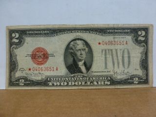 1928 - G Circulated Fr 1508 Two Dollar $2 Red Seal Star Note - - 04063651a
