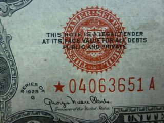1928 - G Circulated FR 1508 Two Dollar $2 Red Seal Star Note - - 04063651A 2