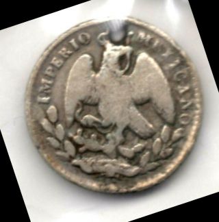 Mexico - Five Centavos,  1864m - Silver,  Holed