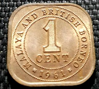 Malaya /malaysia 1961 One Sen Coins,  Aunc (plus 1 Coin) D6996