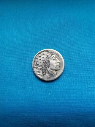 Hobo Nickel Hand Carved Indian With Headress