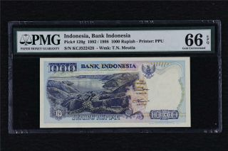 1992/1998 Indonesia Bank Indonesia 1000 Rupiah Pick 129g Pmg 66 Epq Gem Unc