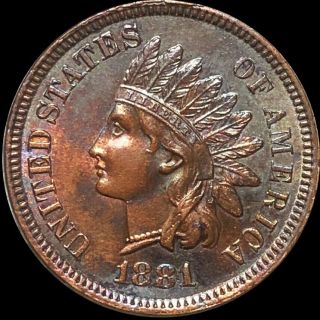 1881 Indian Head Penny Perfect Uncirculated Philadelphia Shiny Ms Bu Copper Cent