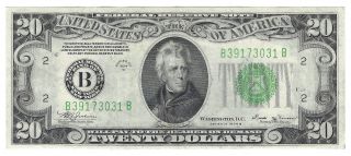 $20 1934 - B Federal Reserve Note Ny Fr 2056 - B