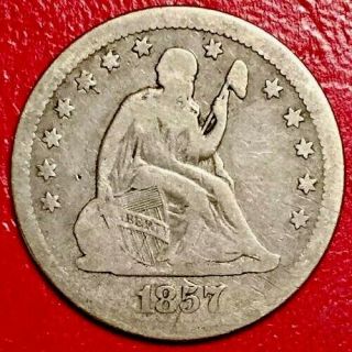 1857 - O Seated Liberty Silver Quarter Fine