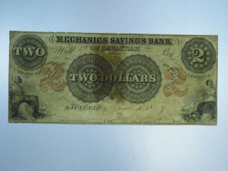 1857 $2 Mechanics Savings Bank Of Savannah Georgia Obsolete Currency Cu045/re