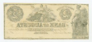 1800 ' s $2 The Bank of Augusta,  GEORGIA Note CU 2