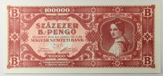 Hungary 100000 B.  - Pengo 1946 Unc -