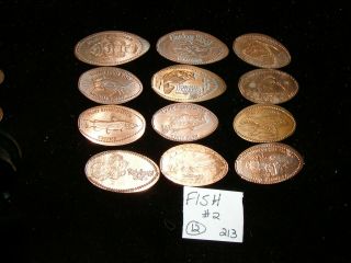 12 Fish Themed Elongated Coin Rolled Pressed Smashed Pennies (213 - 2)