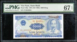 Vietnam 5000 5,  000 Dong 1991 P 108 Gem Unc Pmg 67 Epq