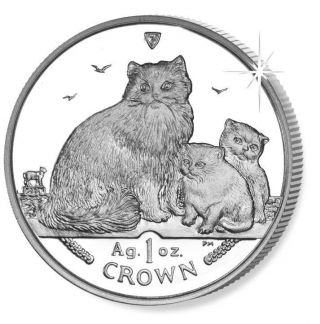 2007 Isle Of Man Ragdoll Cat Coin 1 Oz Silver Proof &