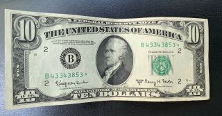 1950 $10 Ten Dollar Bill Federal Reserve Note York,  Star Bill