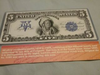1899 $5 Silver Certificate Awesome Proof Print Bep Made From Die