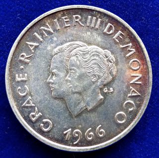 Monaco,  Principality,  10 Francs Silver Coin Wedding Anniversary 1966 Grace Kelly