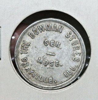 Grayville Illinois Us Trade Token The Bowman Stores General Mdse Good For 25c