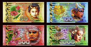 Set Netherlands Indies (indonesia),  50;100;500;1000 Gulden,  2016,  Polymer Unc