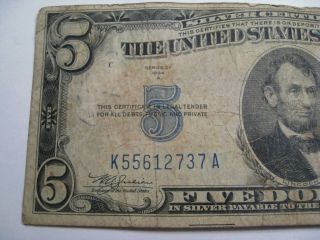 1934 - A $10 Gold Seal North Africa Silver Certificate K55612737A.  5 2
