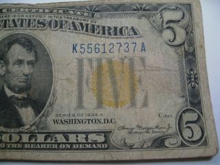 1934 - A $10 Gold Seal North Africa Silver Certificate K55612737A.  5 3