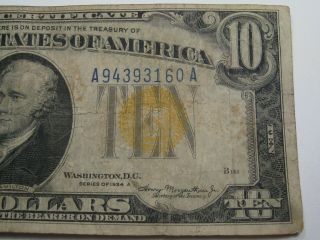 1934 - A $10 Gold Seal North Africa Silver Certificate A94393160A.  2 3