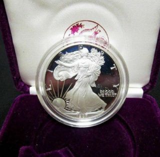 1987 S Proof Silver American Eagle Coin With Box &