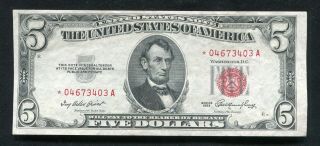 Fr.  1532 1953 $5 Star Red Seal Legal Tender United States Note About Unc