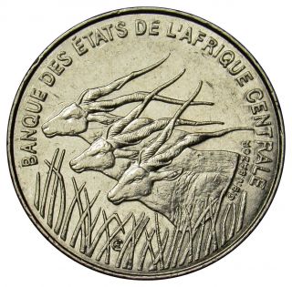 Central African States 100 Francs Coin 1998 Km 13 Giant Eland Gabon