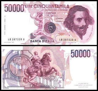 Italy,  50,  000 (50000) Lire D.  1984,  P - 113 Vf/ Xf Gian Lorenzo Bernini