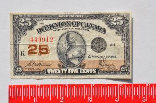 1923 25C Dominion Of Canada Twenty Five Cents Fractional Currency Choice Note 2
