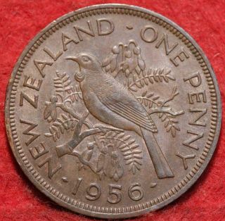 1956 Zealand Penny Foreign Coin 2