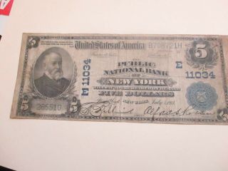 1917 $5.  00 National Currency - The Public Bank Of York