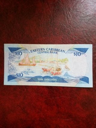 1985 - 93 East Caribbean States Antigua 10 Dollars Note