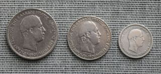 Greece Crete 1901 50 Lepta,  1 & 2 Drachmai Silver Coins Km 6,  7 & 8 - Gaj