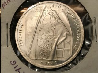 T2: Germany 1990j Silver 10 Mark Proof.  800th Anniversary Teutonic Order