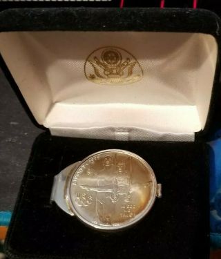 1995 Atlanta Olympics Liberty Proof Commemorative $1 Silver Coin & Money Clip
