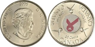 2006 Canada Breast Cancer Awareness Pink Ribbon 25 Cent Coin.