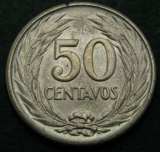 El Salvador 50 Centavos 1953 - Silver - Xf - - 2639