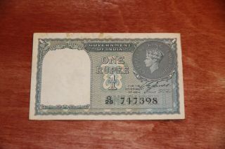British India One Rupee 1940 Banknote George Vi P 25a